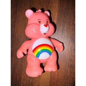Vintage Care Bears Cheer Bear Pink Rainbow 3 Inch Plastic Action Figure Toy